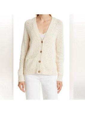 Jenni Kayne Cotton Linen Everyday Cardigan Size Large Beige
